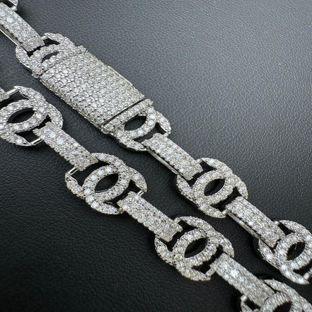 Moissanite Double C Custom Link Chain For Men's