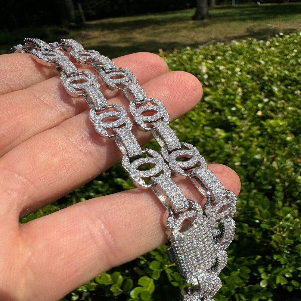 Moissanite Double C Custom Link Chain For Men's