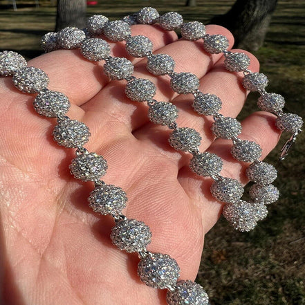 D Color Moissanite Ball Link Chain For Men's
