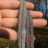 925 Silver Moissanite Diamond Micro Pave Miami Chain
