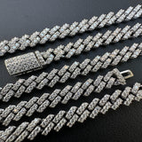 925 Silver Moissanite Diamond Micro Pave Miami Chain