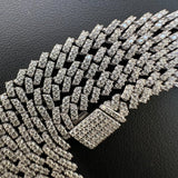 925 Silver Moissanite Diamond Micro Pave Miami Chain