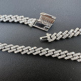 925 Silver Moissanite Diamond Micro Pave Miami Chain