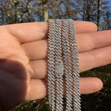 925 Silver Moissanite Diamond Micro Pave Miami Chain
