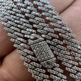 925 Silver Moissanite Diamond Micro Pave Miami Chain