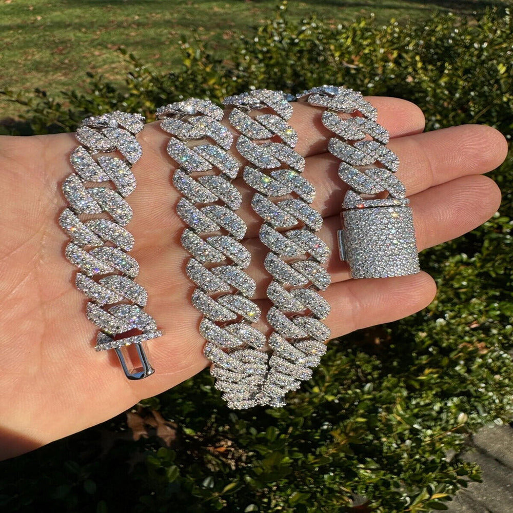 Round Cut D Color Moissanite Luxury Cuban Chain Gift For Men's