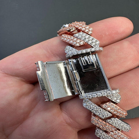 Dual Tone VVS1 Moissanite Diamond Cuban Link Chain