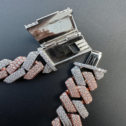 Dual Tone VVS1 Moissanite Diamond Cuban Link Chain