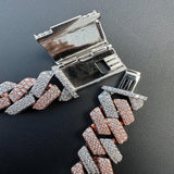 Dual Tone VVS1 Moissanite Diamond Cuban Link Chain