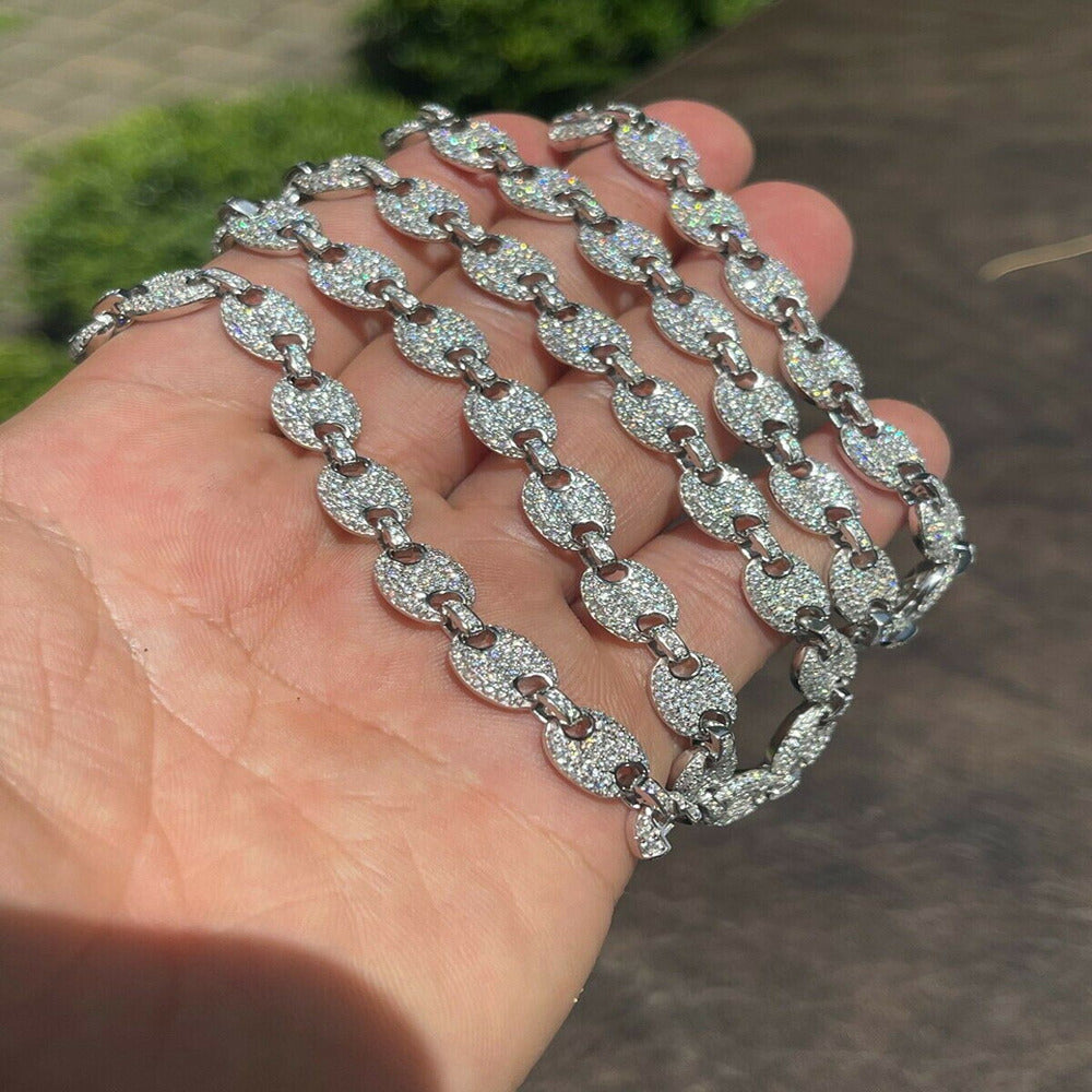 Moissanite Diamond Iced Out Puffed Chain For Men's