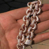 Elongated Rolo Link Chain Moissnaite Diamond Chain