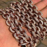 Elongated Rolo Link Chain Moissnaite Diamond Chain