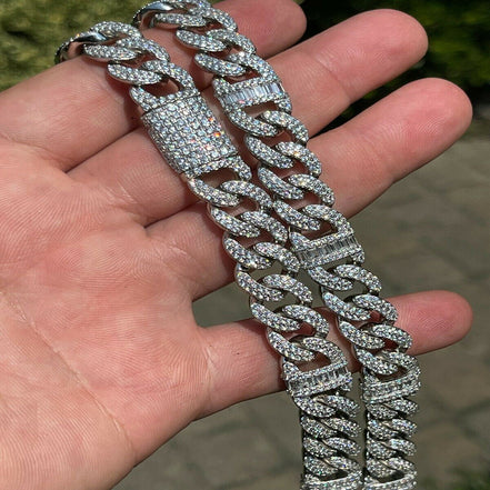 Baguette & Round Cut Moissanite Link Chain Gift For Men's