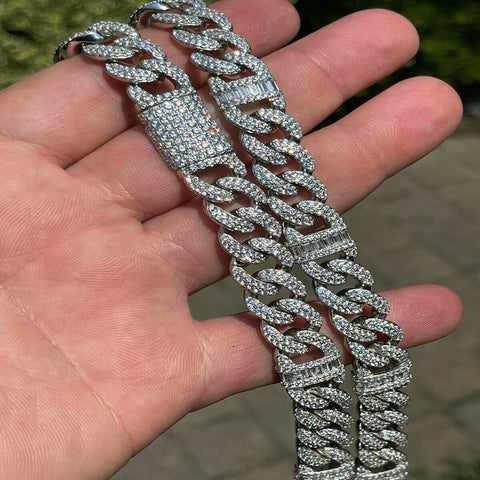 Baguette & Round Cut Moissanite Link Chain Gift For Men's