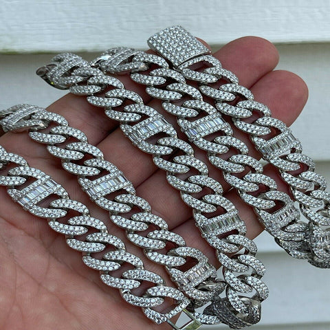 Baguette & Round Cut Moissanite Link Chain Gift For Men's