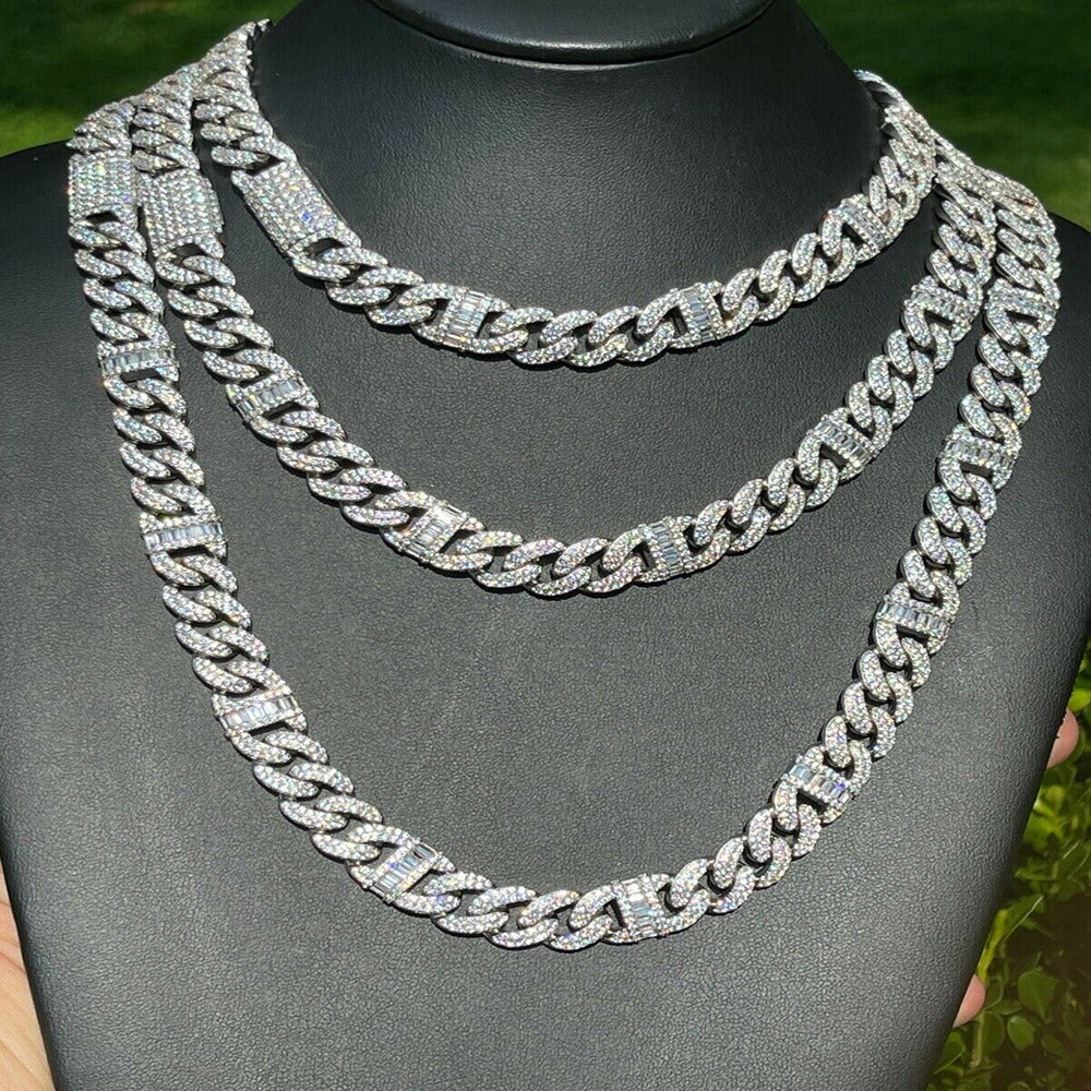 Baguette & Round Cut Moissanite Link Chain Gift For Men's