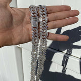 Round & Baguette Cut Moissnaite Diamond Cuban Link Chain For Men's