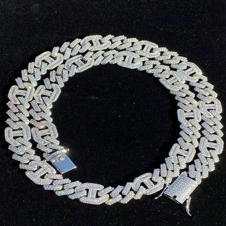 Round & Baguette Cut Moissnaite Diamond Cuban Link Chain For Men's