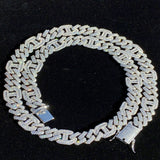 Round & Baguette Cut Moissnaite Diamond Cuban Link Chain For Men's