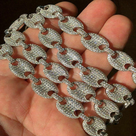 925 Silver Moissnaite Puff Style Custom Chain For Men's