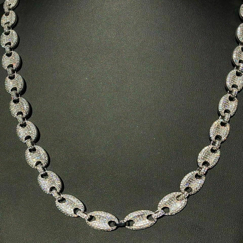 925 Silver Moissnaite Puff Style Custom Chain For Men's