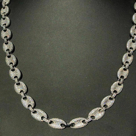 925 Silver Moissnaite Puff Style Custom Chain For Men's