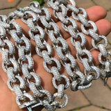 Ice Out Moissanite Rolo Style Cuban Chain For Men's