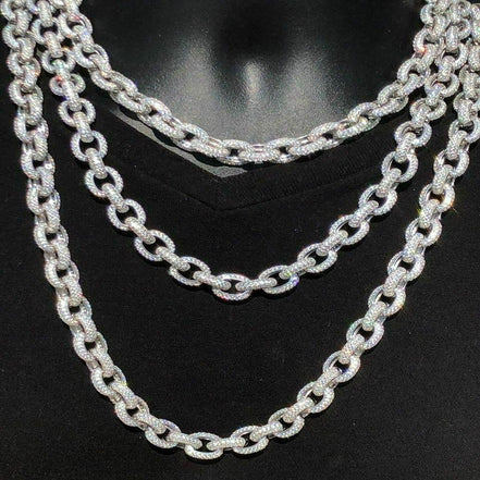Ice Out Moissanite Rolo Style Cuban Chain For Men's