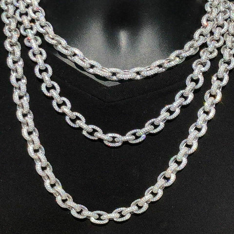 Ice Out Moissanite Rolo Style Cuban Chain For Men's