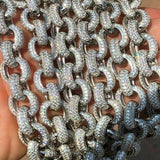 Ice Out Moissanite Rolo Style Cuban Chain For Men's