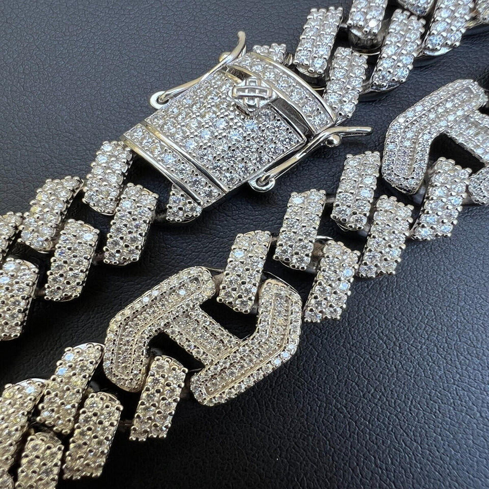 Lab Created Moissnaite 925 Silver Cuban Chain