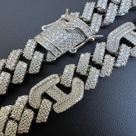 Lab Created Moissnaite 925 Silver Cuban Chain