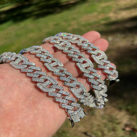 Lab Created Moissnaite 925 Silver Cuban Chain
