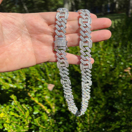 Lab Created Moissnaite 925 Silver Cuban Chain