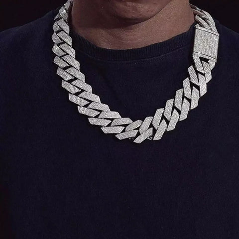 22MM Full Moissnaite Iced Out Hip Hop Cuban Chain For Men's