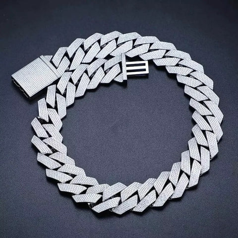 22MM Full Moissnaite Iced Out Hip Hop Cuban Chain For Men's