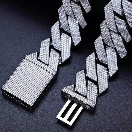 22MM Full Moissnaite Iced Out Hip Hop Cuban Chain For Men's