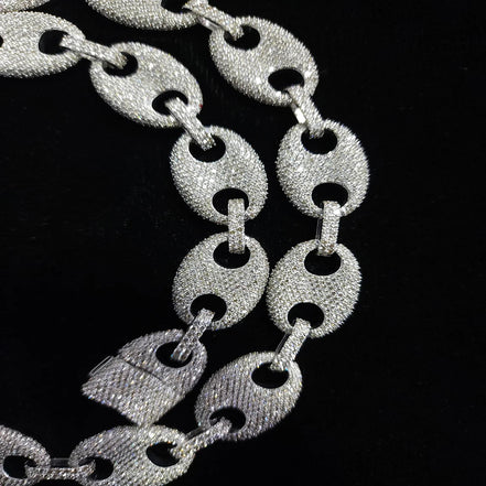 Coffee Bean Moissanite Diamond Link Chain Necklace