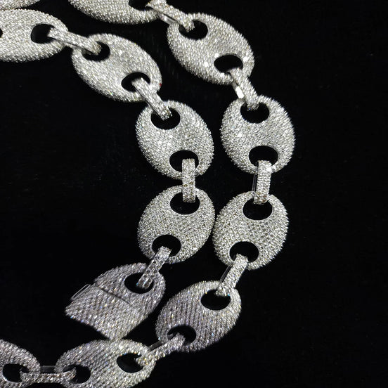 Coffee Bean Moissanite Diamond Link Chain Necklace