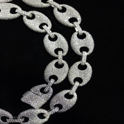 Coffee Bean Moissanite Diamond Link Chain Necklace