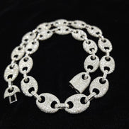 Coffee Bean Moissanite Diamond Link Chain Necklace