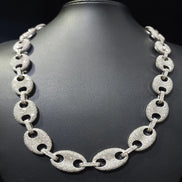 Coffee Bean Moissanite Diamond Link Chain Necklace