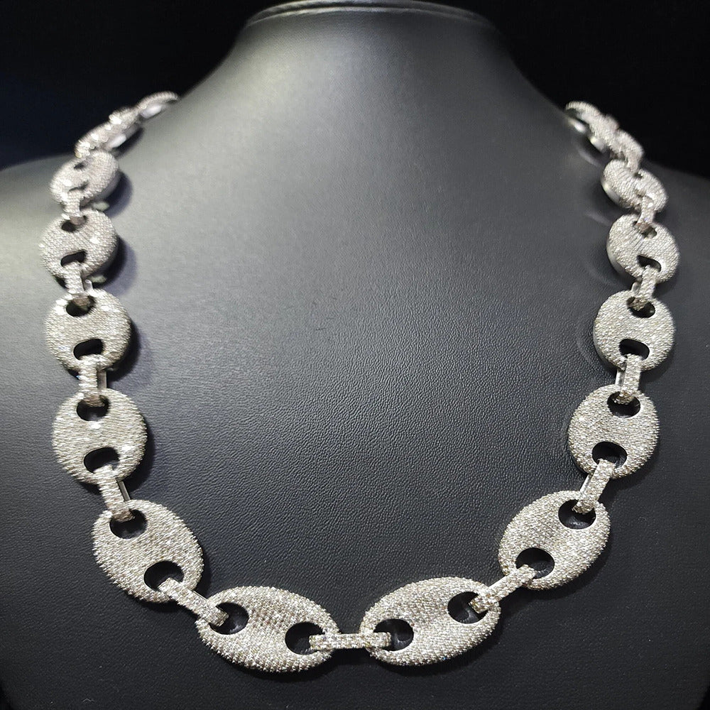Coffee Bean Moissanite Diamond Link Chain Necklace