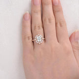 Oval Cut Filigree Halo Moissanite Engagement Ring
