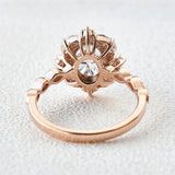 Oval Cut Filigree Halo Moissanite Engagement Ring
