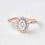 Oval Cut Hidden Accent Moissanite Engagement Ring