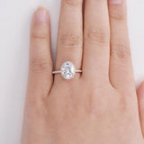 Oval Cut Halo Moissanite Promise Ring
