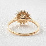 Round Cut Floral Halo Moissanite Engagement Wedding Ring