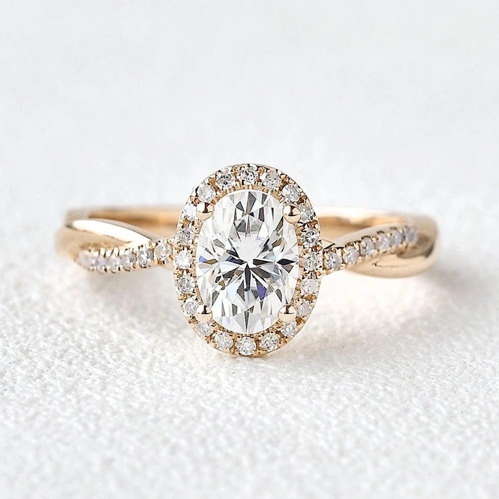 Oval Cut Moissanite Twisted Engagement Ring