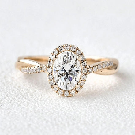 Oval Cut Moissanite Twisted Engagement Ring